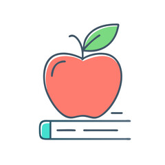 A Red Apple Resting on a Book Represents Knowledge Education and Learning