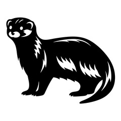 Stylized Black and White Illustration of a Cartoon Ferret Standing Upright