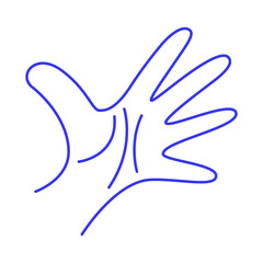 Open palm. Hand gesture doodle icon. Contour vector illustration