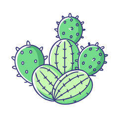 A delightful illustration of a cluster of cacti in vibrant green hues showcasing their unique textures and shapes