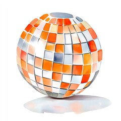 Obraz premium Vibrant celebration sphere with orange and white tiles for party decor and festive designs