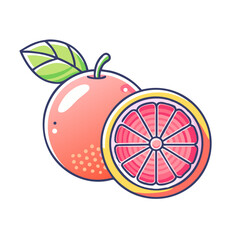 A Juicy Pink Grapefruit with a Slice Showing its Refreshing Segments and Vibrant Color a Delightful Citrus Fruit Illustration