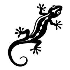 Stylized black lizard on white background, vector silhouette image art design