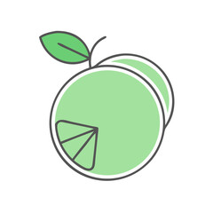 A Fresh Green Lime with Leaf Illustration Graphic Design Image