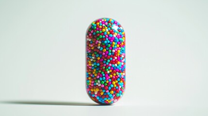Colorful encapsulated candy-like sprinkles stand out against a plain background highlighting vibrant textures and shapes