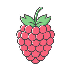 A Delicious Red Raspberry Fruit Illustration with Green Leaves