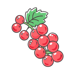 A Bunch of Red Currants with Green Leaves Illustration