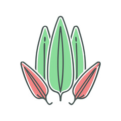 Stylish Green and Pink Leaf Design Botanical Illustration Nature Graphic