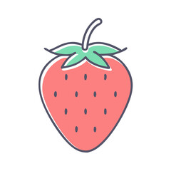 A Delicious Red Strawberry with Green Leaves Illustration