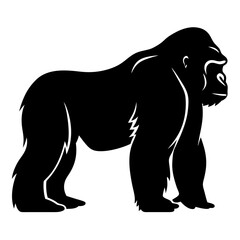 Majestic Gorilla Silhouette Standing Tall, Symbolizing Strength and Wildlife Conservation Efforts