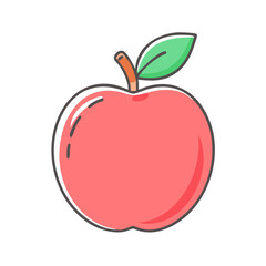 A Delicious Red Apple with a Green Leaf Illustration Graphic Design Image
