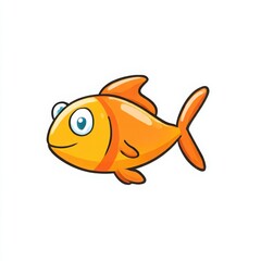 Cartoon orange fish illustration on white background