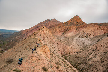 hiking in the mountains