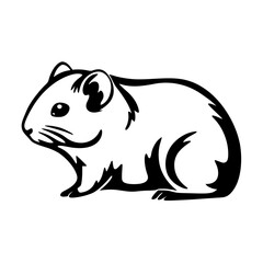 Stylized Black and White Guinea Pig Illustration on a White Background