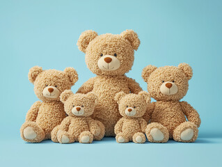 Obraz premium A playful representation of a family of teddy bears, symbolizing love and comfort