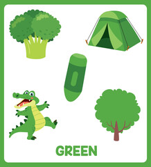 Color Flashcard With Various Elements