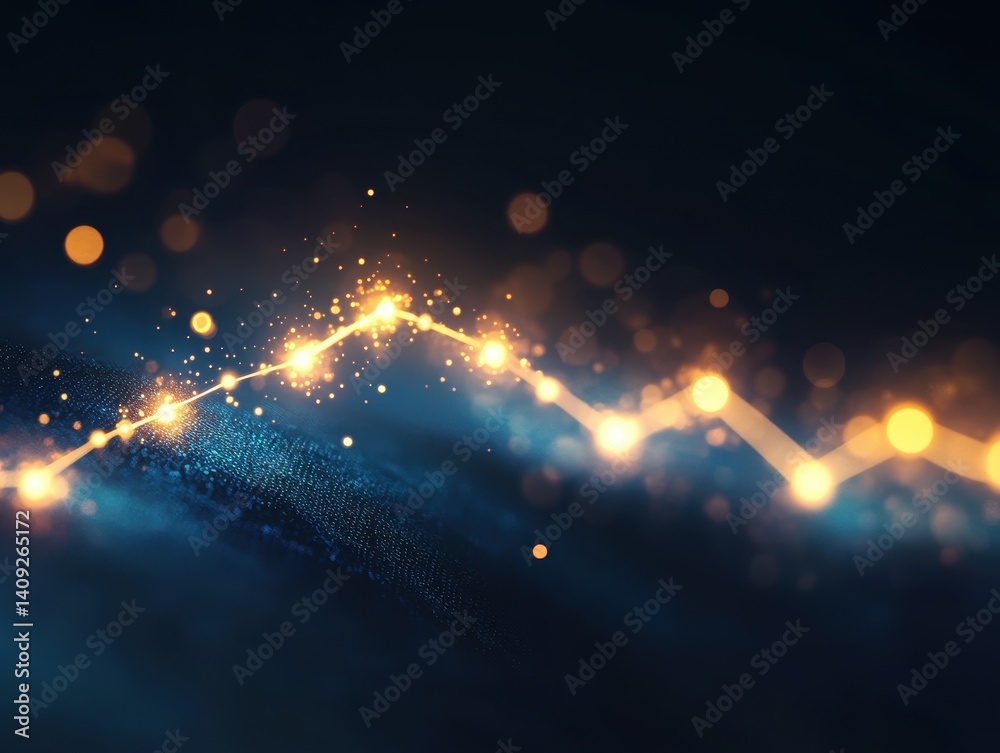 Poster data flow visualization: an abstract digital composition reveals a dynamic stream of data points con