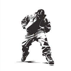 Fototapeta premium hip hop silhouette , black and white illustration isolated on white background
