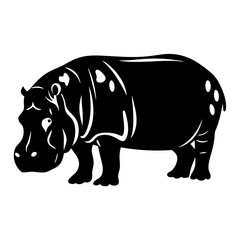 Striking Silhouette of a Hippopotamus with Bold Contrast and Clean Lines