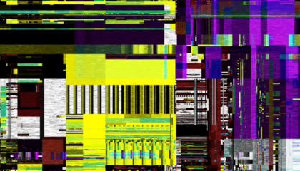 Abstract creative glitch overlay texture. Geometric pixel pattern of a digital glitch on transparent background, digital pattern