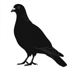 Fototapeta premium pigeon silhouette , black and white illustration isolated on white background