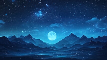 Fototapeta premium Abstract night sky with moon and stars
