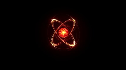 Fototapeta premium Abstract red atomic structure energy science background illustration hot fire dark orbit light power