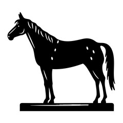 Elegant black horse silhouette with spots standing on a pedestal for display
