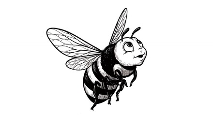 Obraz premium Cute cartoon bee illustration flying