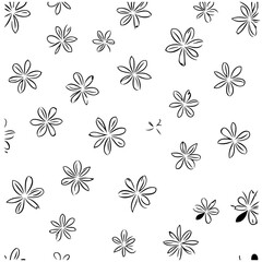 Fototapeta premium Minimalist Floral Pattern, Hand-Drawn Flower Motifs