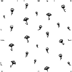 Minimalist Umbrella Flower Black and White Pattern