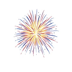 Watercolor Fireworks Illustration Isolated on White Background for Celebrations