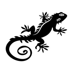 Naklejka premium Silhouette of a spiky lizard with a curled tail on white backdrop