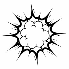 Comic Boom Explosion Vector Icon in Black and White.