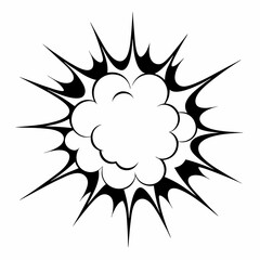 Comic Boom Explosion Vector Icon in Black and White.