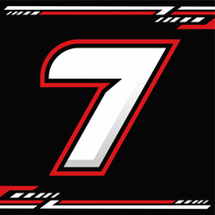 Racing Number 7 with Bold Sport Style Font on Black Background for Motorsport Themes