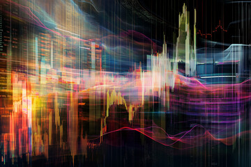 Stock market and trading, digital graph