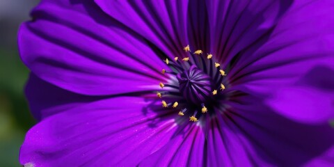 Deep purple flower, vibrant petals and center, color, purple