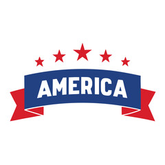 American Independence Day Banner, 4th of July USA banner vector on white background