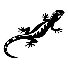 A Black and White Stylized Silhouette of a Lizard Reptile Animal
