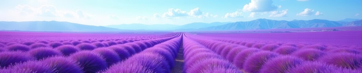 Vast lavender expanse, gentle slopes, blue horizon, lavender,  rural,  bloom