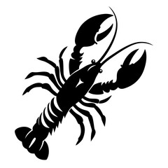 Black and White Stylized Lobster Illustration Seafood Graphic Design Element