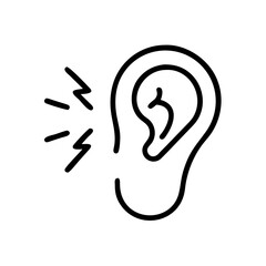 Ear Pain Symbol with Sound Waves Illustration  