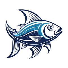 Fototapeta premium Aquatic vector fish illustration, a marine animal on white