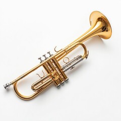 Obraz premium Elegant Close-Up Gold Brass Trumpet: Musical Instrument for Jazz and Classical Performances in Studio Photography