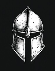 Hand-Drawn Illustration of a Medieval Helmet