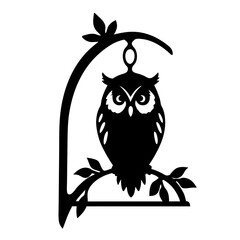 Silhouette of a Wise Owl Perched on a Branch Hanging Decor