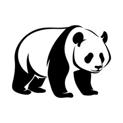 Stylized Black and White Panda Bear Illustration Walking Graphic Design Image