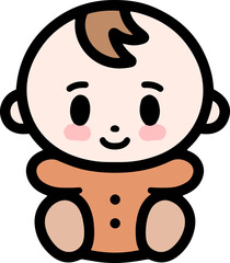 A cute baby character drawn in thick black lines. Vector illustration.