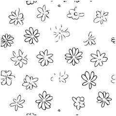 Simple Minimalist Floral Pattern Black and White